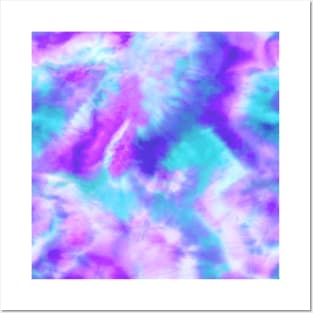 Vibrant Blue and Purple Tie-Dye Posters and Art